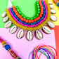 Cowrie Collar Necklace in beaded colorblox by Twine & Twig