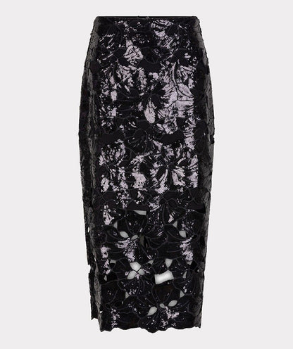 Floral Sequin Skirt in black by Esqualo