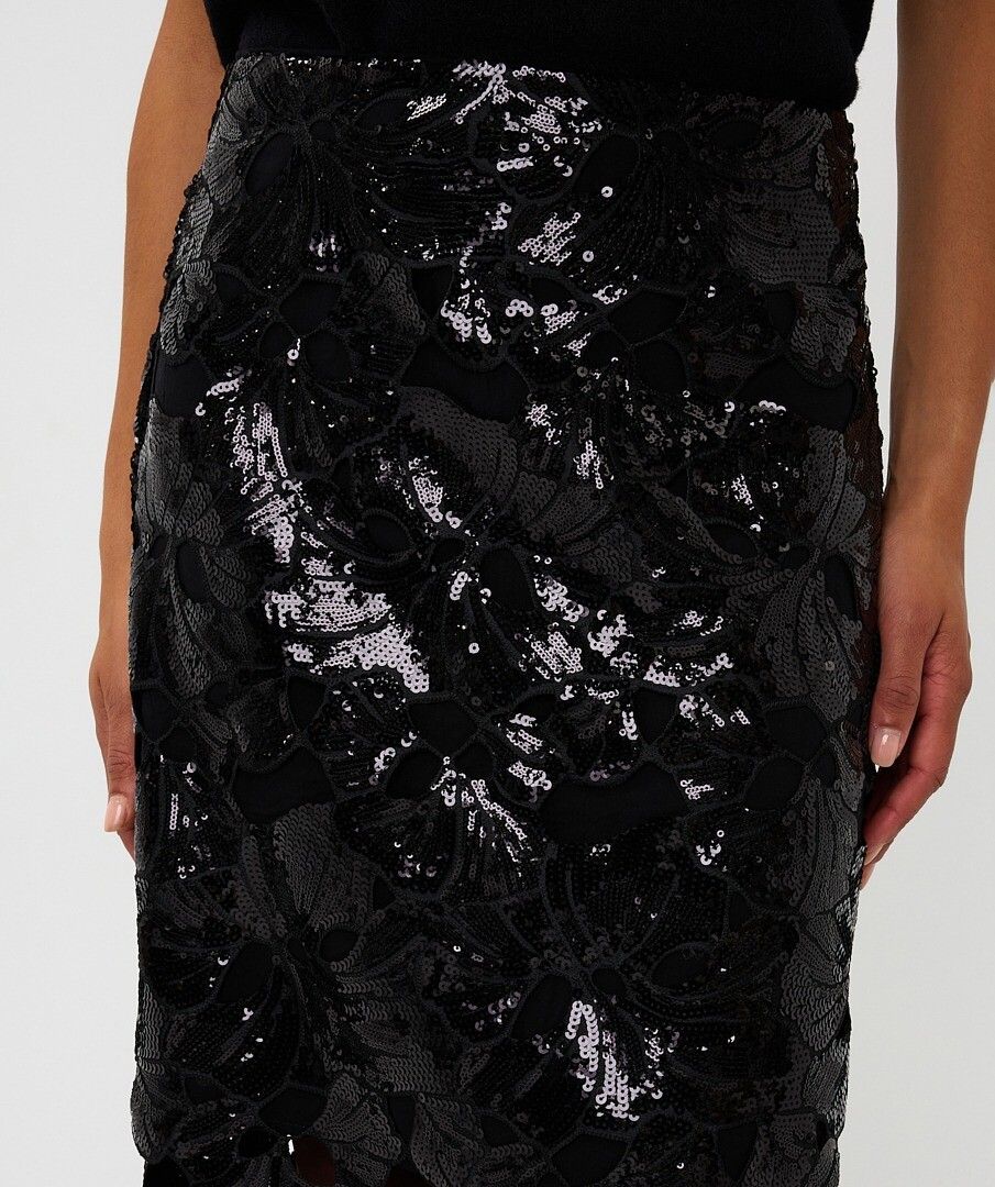 Floral Sequin Skirt in black by Esqualo