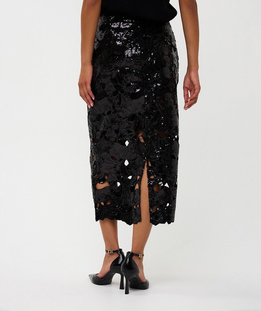 Floral Sequin Skirt in black by Esqualo