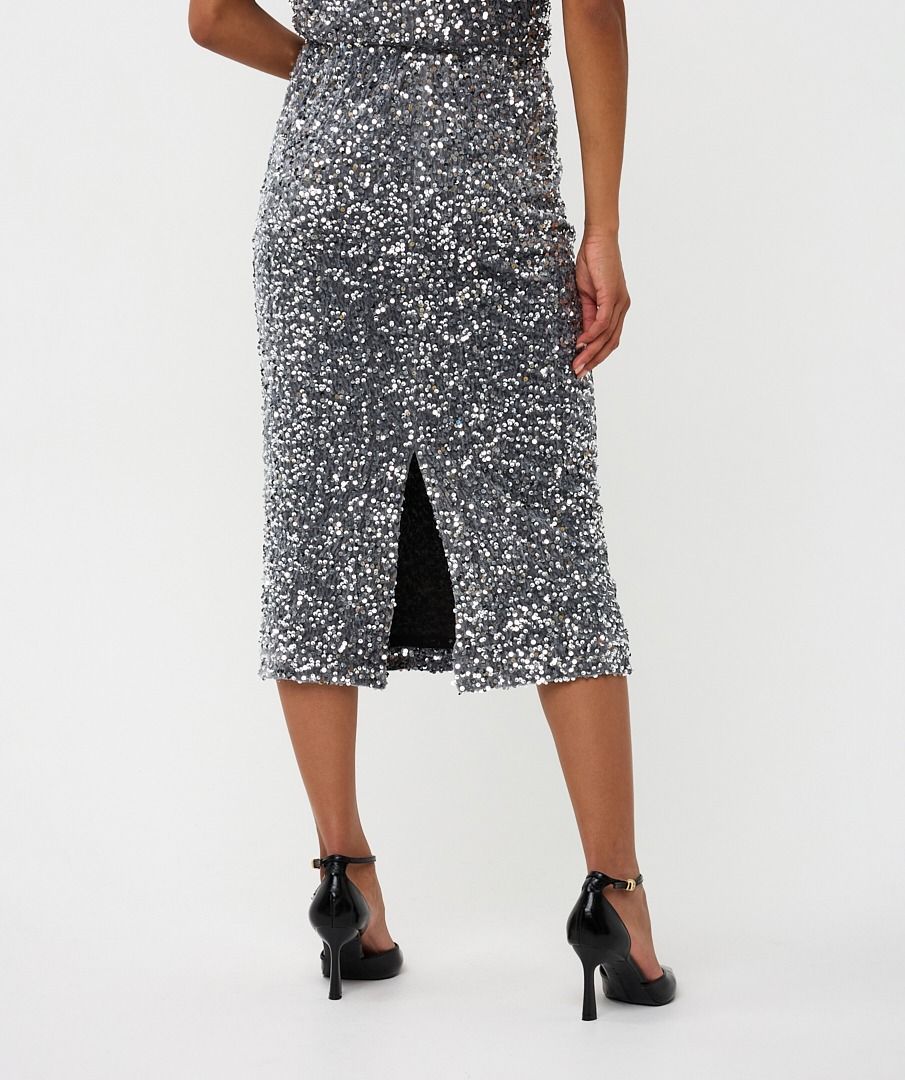 Sequin Skirt in silver by Esqualo