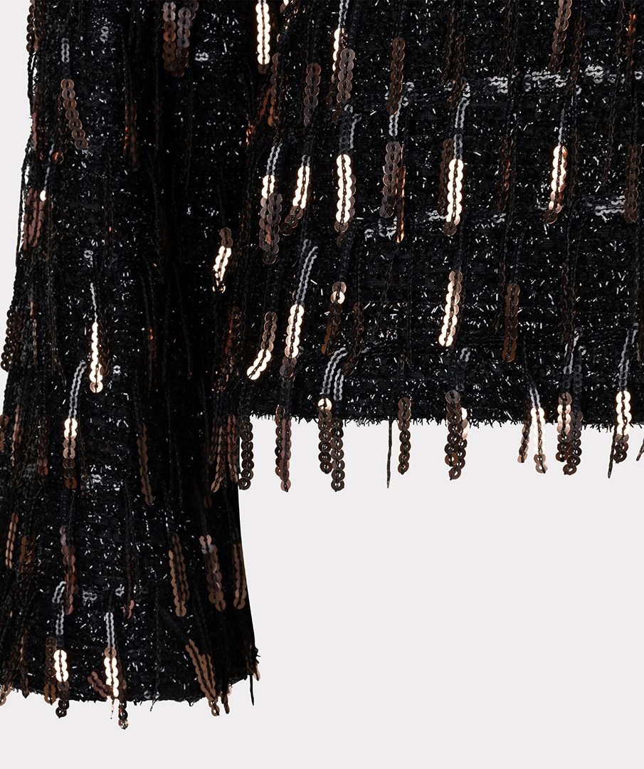 Sequin Fringe Top in black by Esqualo