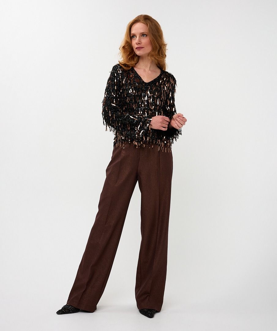 Sequin Fringe Top in black by Esqualo