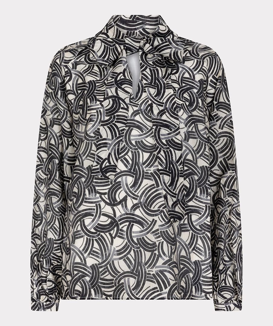 Button Up Print Blouse in bow sparkling nights by Esqualo