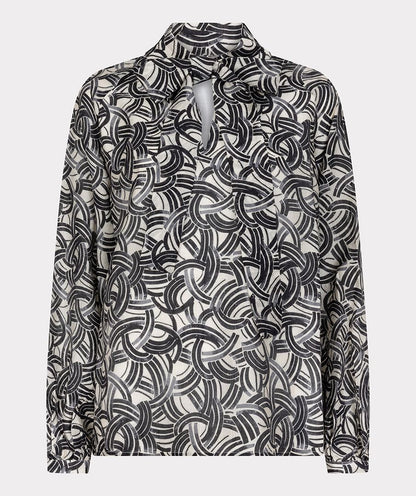 Button Up Print Blouse in bow sparkling nights by Esqualo