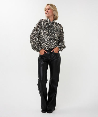 Button Up Print Blouse in bow sparkling nights by Esqualo