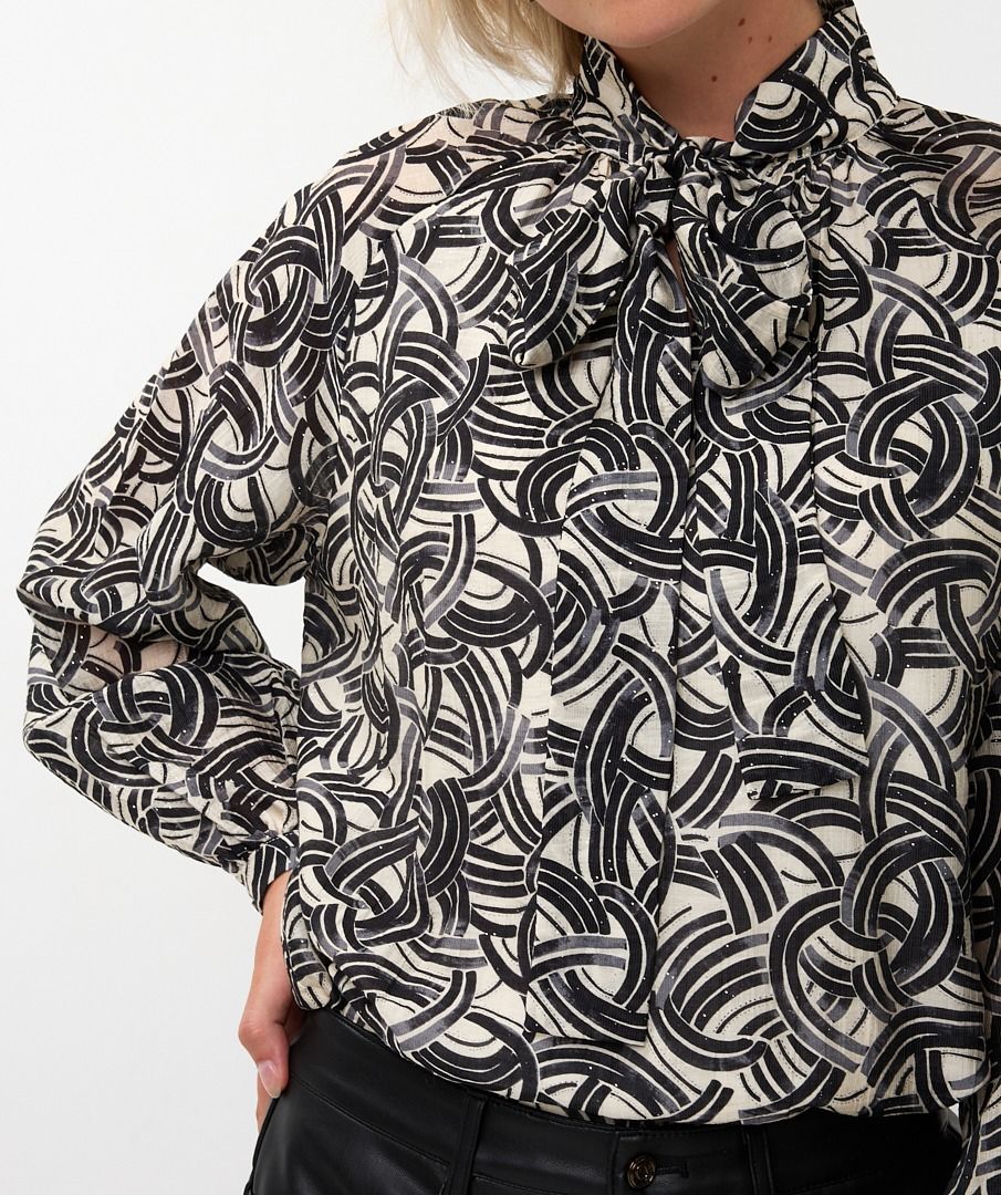Button Up Print Blouse in bow sparkling nights by Esqualo