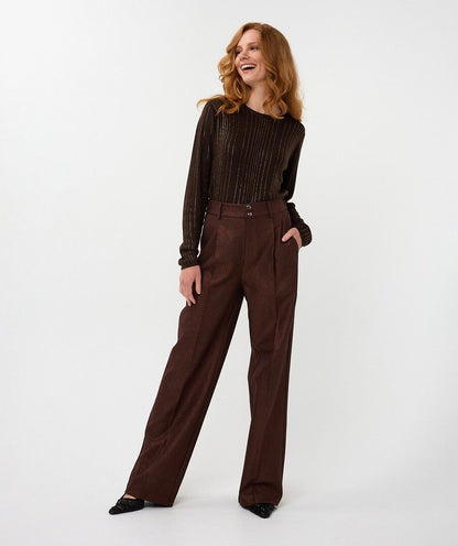 Long Sleeve Sweater with Sequins in chocolate by Esqualo