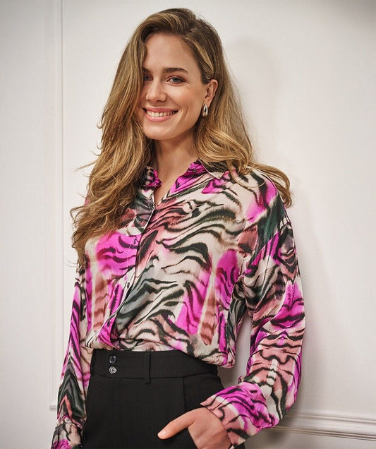 Zebra Print Blouse in pink multi by Esqualo