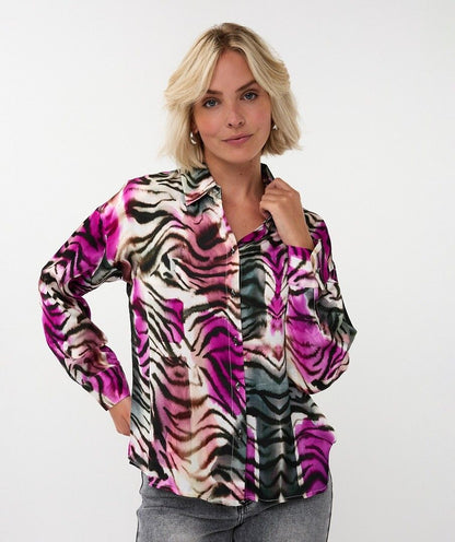 Zebra Print Blouse in pink multi by Esqualo