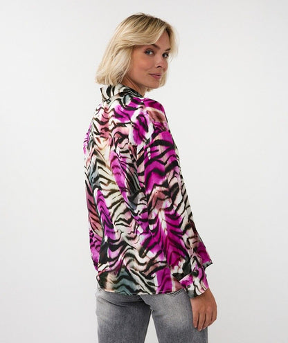 Zebra Print Blouse in pink multi by Esqualo