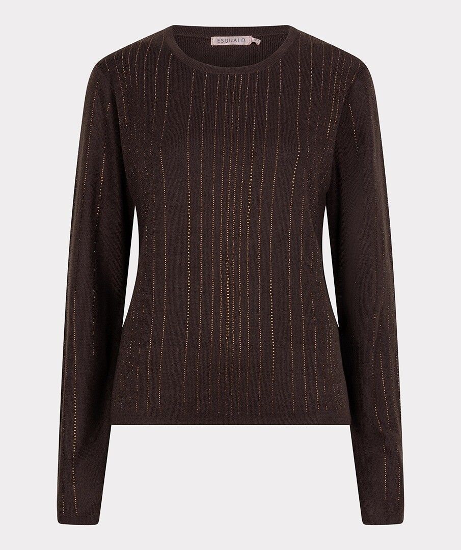 Long Sleeve Sweater with Sequins in chocolate by Esqualo