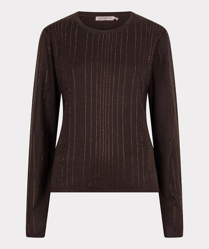 Long Sleeve Sweater with Sequins in chocolate by Esqualo