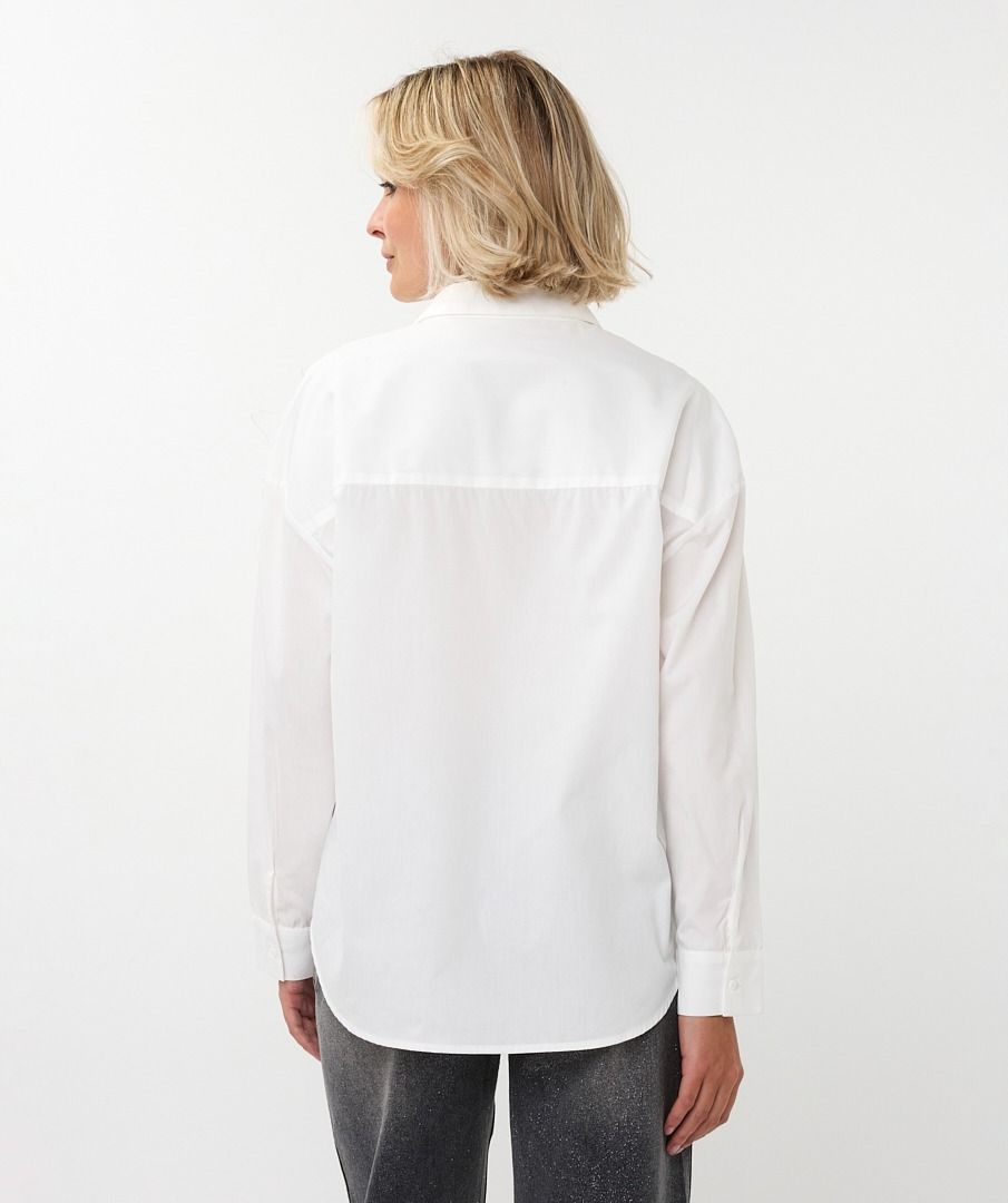 Big Flower Button Up Blouse in white by Esqualo