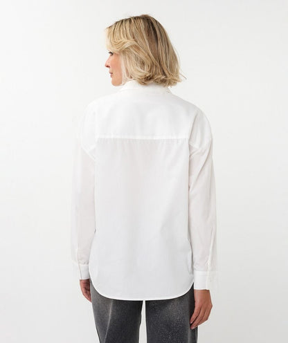 Big Flower Button Up Blouse in white by Esqualo