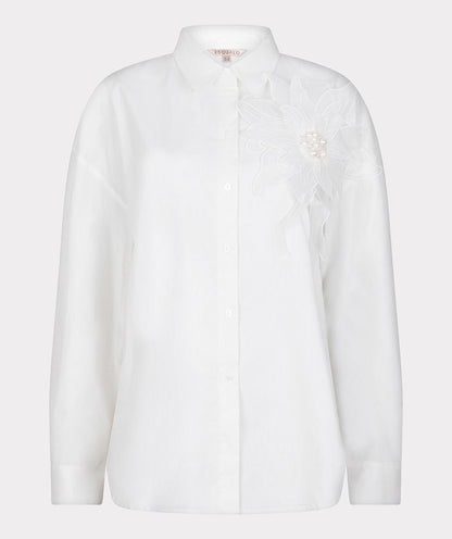 Big Flower Button Up Blouse in white by Esqualo