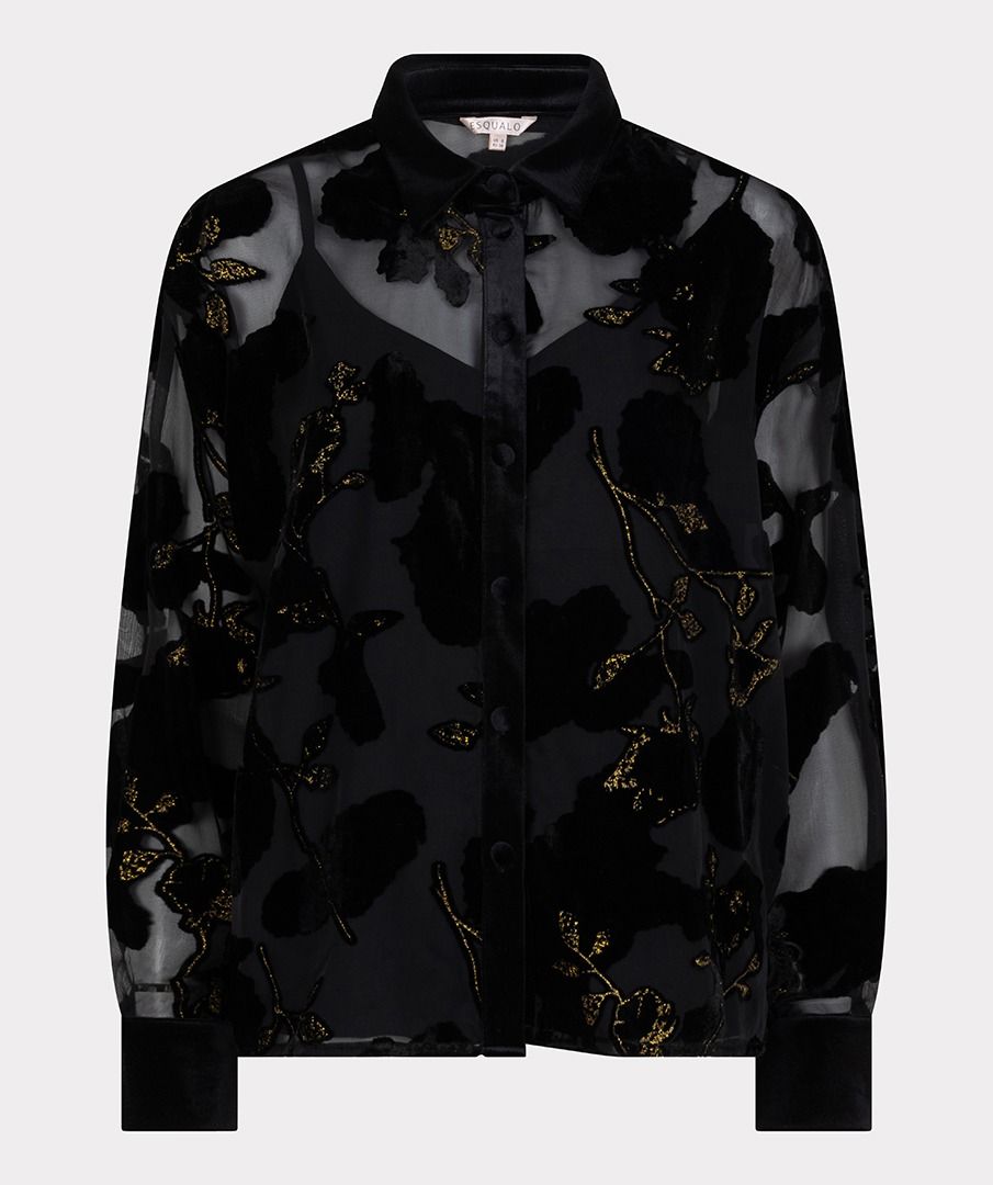 Burnout Flower Blouse in black by Esqualo