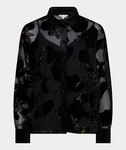 Burnout Flower Blouse in black by Esqualo