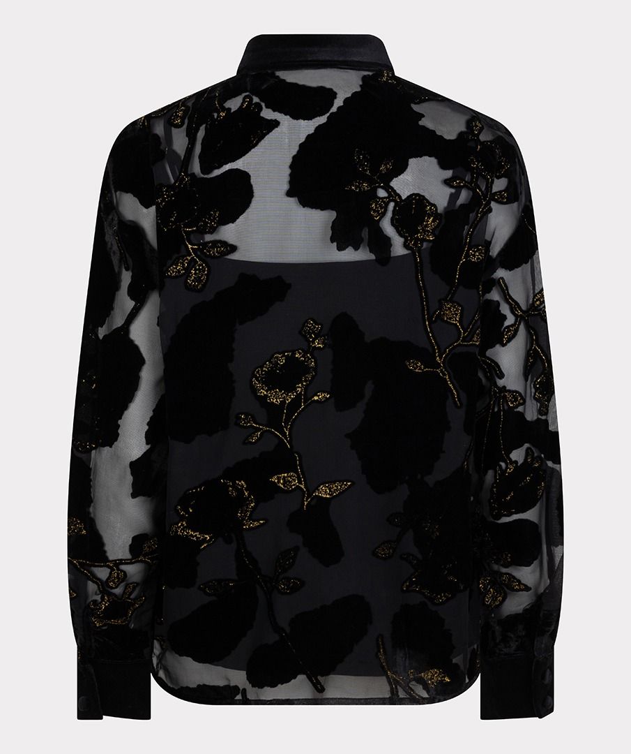 Burnout Flower Blouse in black by Esqualo