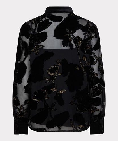 Burnout Flower Blouse in black by Esqualo