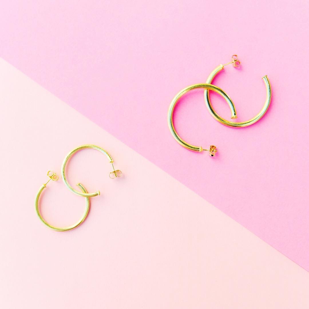 Small Everybody's Favorite Hoops with post in gold by Sheila Fajl
