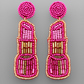 Lipstick Beaded Earrings in fuschia