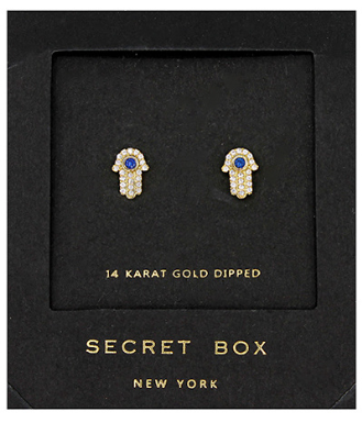 CZ Hamsa Studs in gold by Secretbox