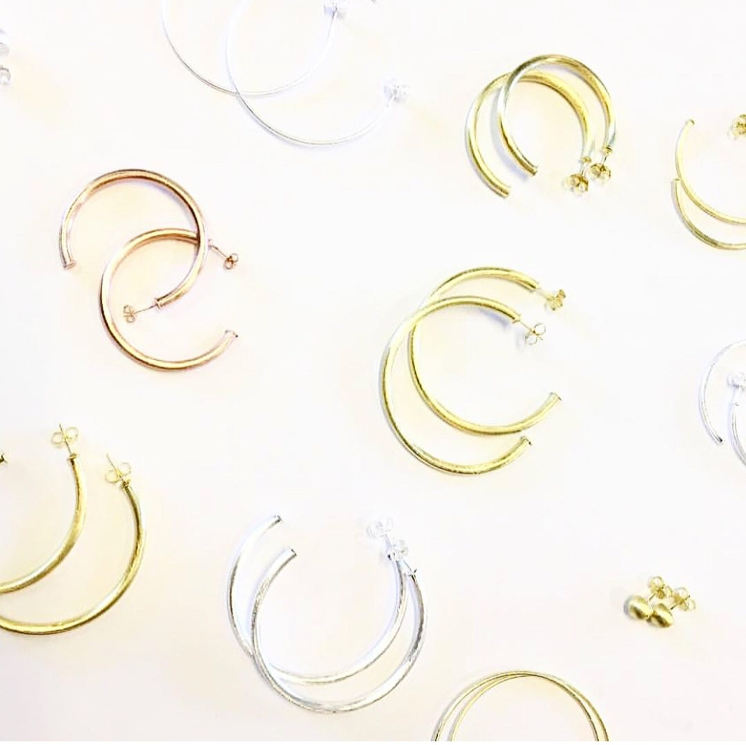 Jillian Hoops in silver by Sheila Fajl