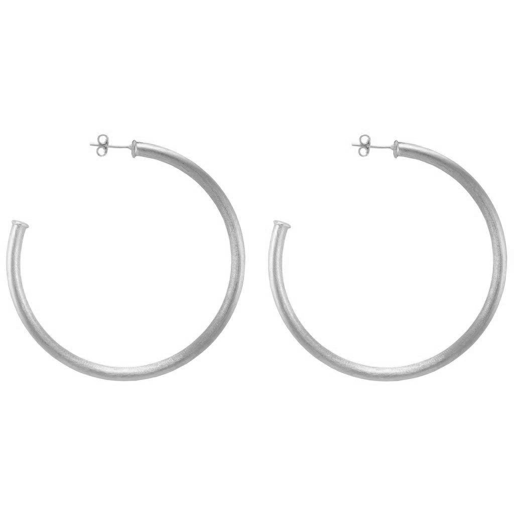 Small Everybody's Favorite hoops with post in silver by Sheila Fajl